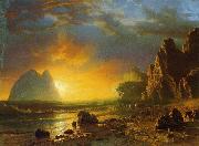 Albert Bierstadt Sunset on the Coast oil painting